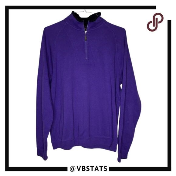 Peru Unlimited 100% Pima Jersey Cotton Half Zip Sweater Deep Purple Size Large
